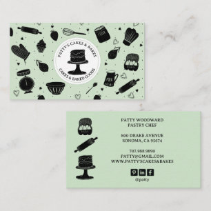 Carte De Visite Cute boulanger pâtissier Chef Cuisine Ustensiles d