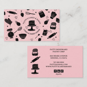 Carte De Visite Cute boulanger pâtissier Chef Cuisine Ustensiles R