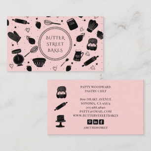 Carte De Visite Cute boulangerie Chef pâtisserie Ustensiles de cui