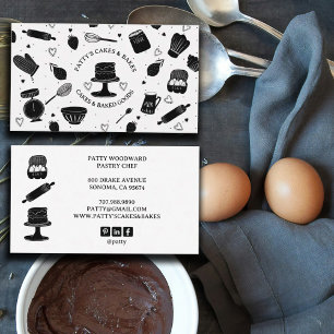 Carte De Visite Cute boulangerie Chef pâtisserie Ustensiles de cui