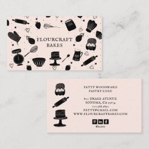 Carte De Visite Cute boulangerie Chef pâtisserie Ustensiles de cui