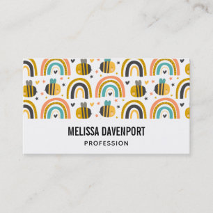 Carte De Visite Cute Bumble Bee et Rainbows Motif