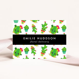 Carte De Visite Cute Cactus, Green Cactus, Fleuriste, Flower Shop