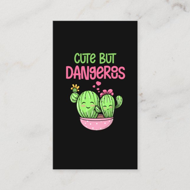 Carte De Visite Cute Cactus Lover Girl Kawaii Succulent Lover (Devant)