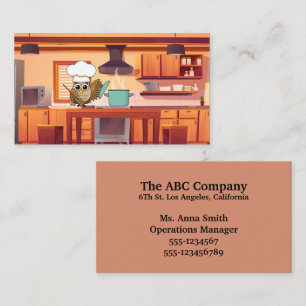 Carte De Visite Cute Chef Owl Cuisine en cuisine   Personnaliser