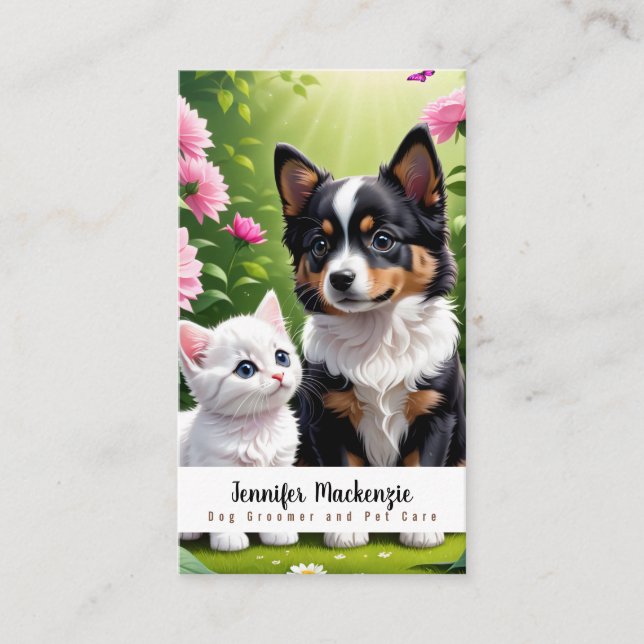 Carte De Visite Cute Chien Groomer Groomer Service de soins pour a (Devant)