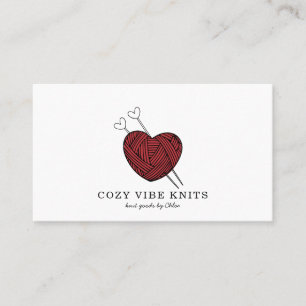 Carte De Visite Cute Coeur En Fil Fil Mariné Manipulé Knit