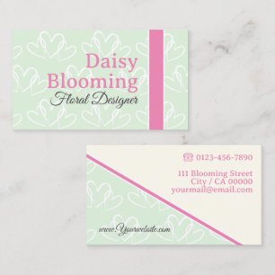 Carte De Visite Cute Coeur Motif Pastel Rose Blush Green Florist