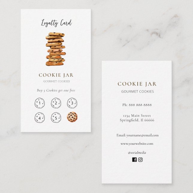 Carte De Visite Cute Cookie shop Loyalty  business card (Devant / Derrière)