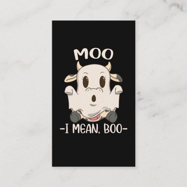 Carte De Visite Cute Cow Moo Halloween Ghost Boo (Devant)