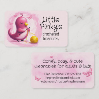 Carte De Visite Cute crocheter pink bird crochet hook yarn
