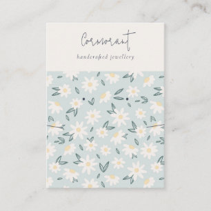 Carte De Visite Cute Daisy Flora Aqua Bleu Script Elevant Collier