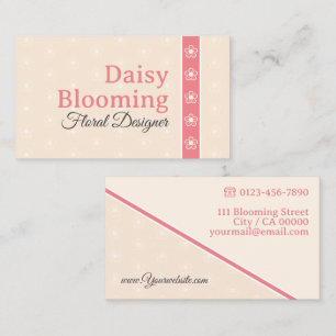Carte De Visite Cute Daisy Motif Pastel Light Peach Peach Pink Fle