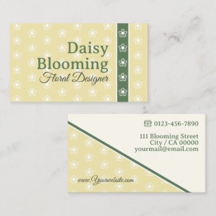 Carte De Visite Cute Daisy Motif Pastel Vert Jaune Fleuriste