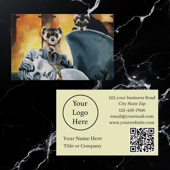 Carte De Visite Cute Ferret Keys Cherub (Créateur téléchargé)