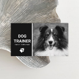 Carte De Visite Cute Fluffy Dog Photo Trainer Chien Noir Et Blanc
