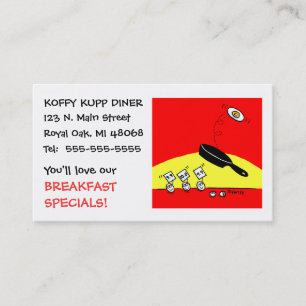 Carte De Visite Cute Funny Oeufs Caricature Petit Déjeuner Restaur