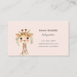 Carte De Visite Cute GIraffe Babysitter Garderie