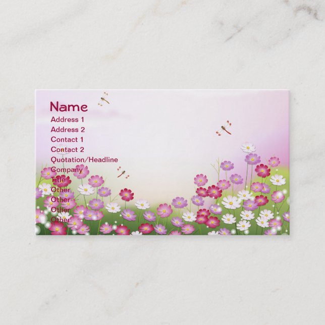 Carte De Visite Cute Girl Floral Fashion Fine (Devant)