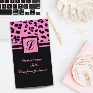 Carte De Visite Cute Girly fashionista empreinte de léopard rose c