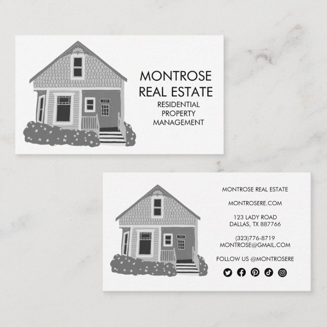 Carte De Visite Cute House Immobilier Location Résidentiel Personn (Devant / Derrière)