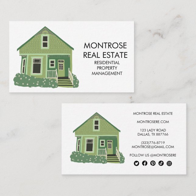 Carte De Visite Cute House Immobilier Location Résidentiel Personn (Devant / Derrière)