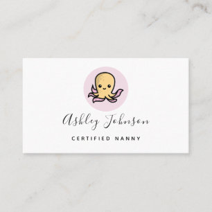 Carte De Visite Cute Kawaii Calmar Octopus Certifié Nanny Fun
