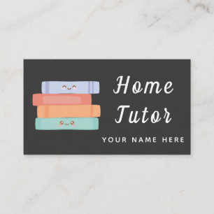 Carte De Visite Cute Kawaii Livres Accueil Tuteur Enseignant Gris