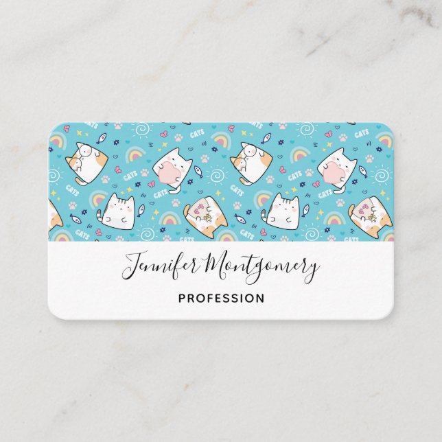 Carte De Visite Cute Kitty Chat Motif Whimsical (Devant)