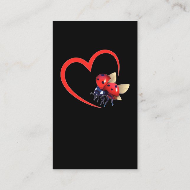 Carte De Visite Cute Ladybeetle Coeur Ladybug (Devant)