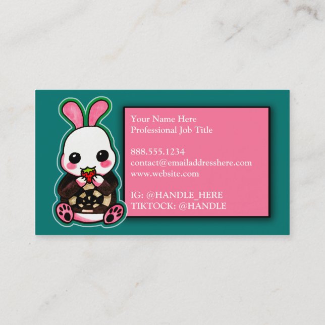 Carte De Visite Cute lapin rose et blanc de Pâques (Dos)