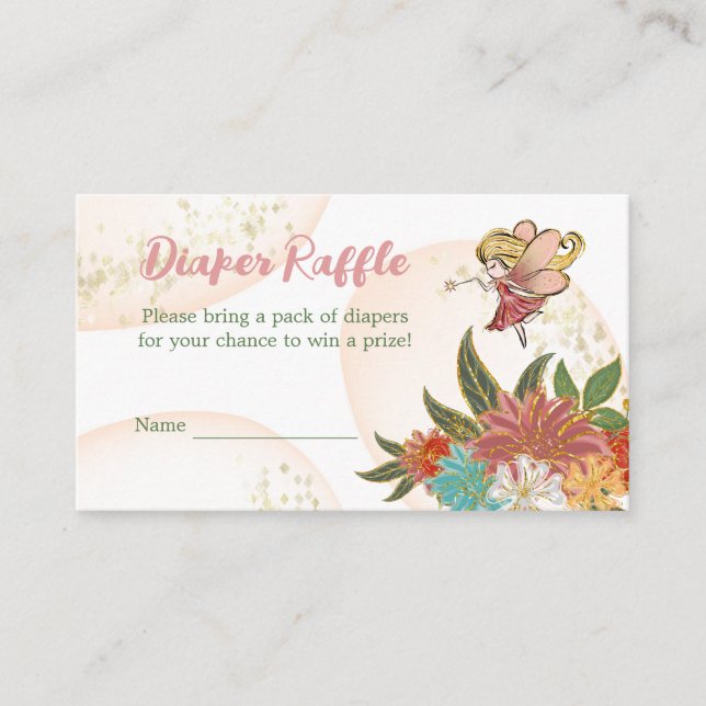 Carte De Visite Cute Magique Fées Woodland Diaper Raffle Jeu (Devant)