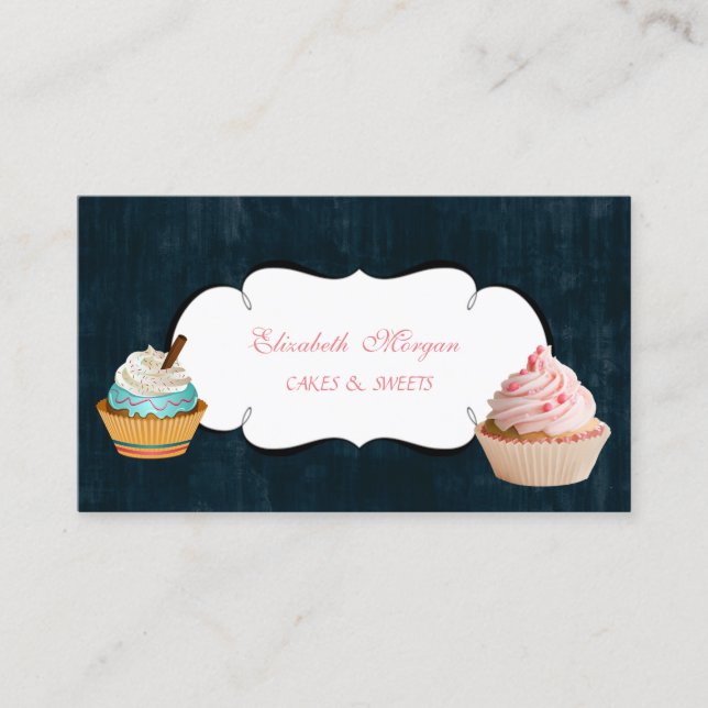 Carte De Visite Cute moderne adorable boulangerie de Cupcake (Devant)