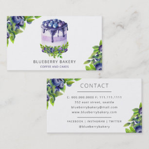 Carte De Visite Cute moderne Blueberry Cake boulangerie pâtisserie