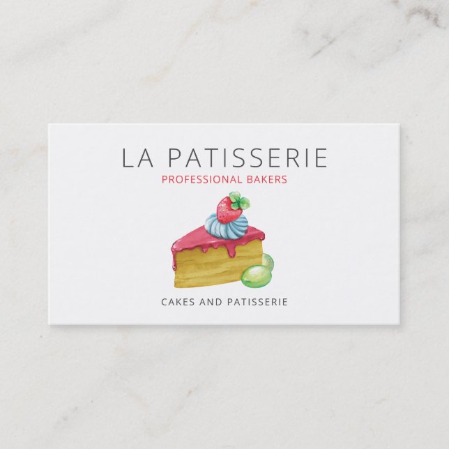 Carte De Visite Cute moderne Pink Cheesecake Bakou Pâtisserie Chef (Devant)