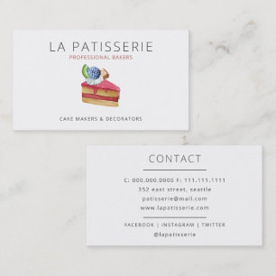 Carte De Visite Cute moderne Pink Cheesecake boulangerie pâtisseri