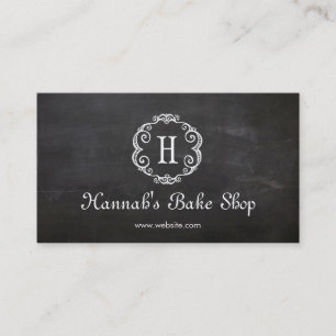 Carte De Visite Cute Monogramme Pâtisserie Chef Boulangerie Chalet