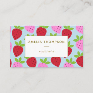 Carte De Visite Cute Motif de fraises rétro personnalisé