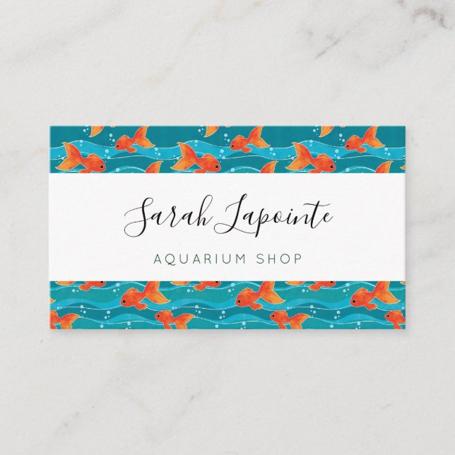 Carte De Visite Cute Motif de natation Goldfish & Water (Devant)