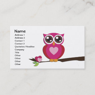 Carte De Visite Cute Owl Love Hearts Girly Retro