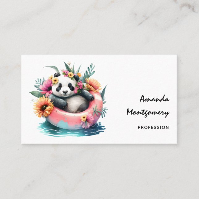 Carte De Visite Cute Panda Chilling dans un tube intérieur (Devant)