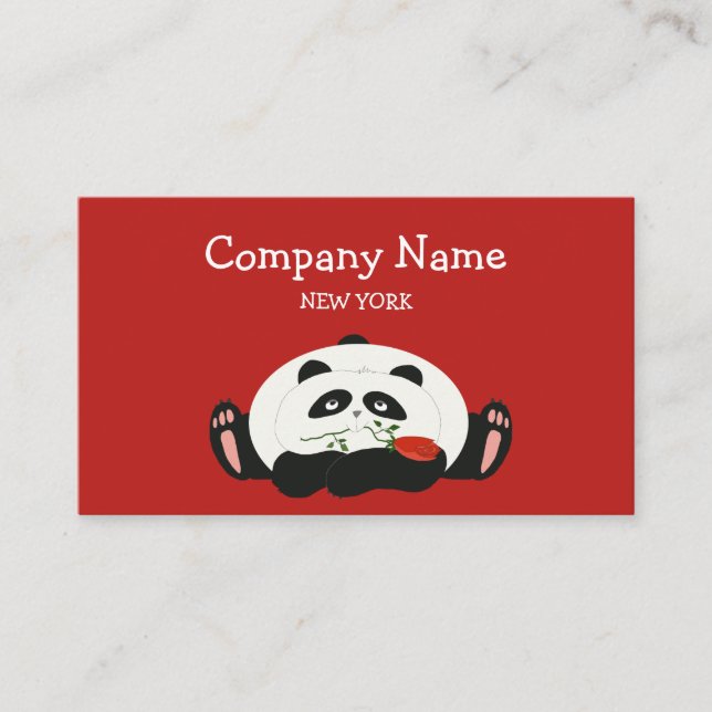 Carte De Visite Cute Panda, Dessin Rouge (Devant)
