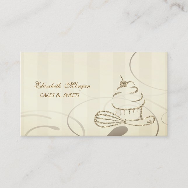 Carte De Visite Cute Parties scintillant Cupcake Whisk Bakery (Devant)