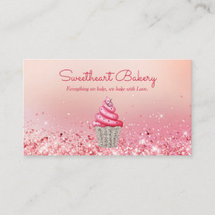 Carte De Visite Cute Parties scintillant rose Nourriture Boulanger
