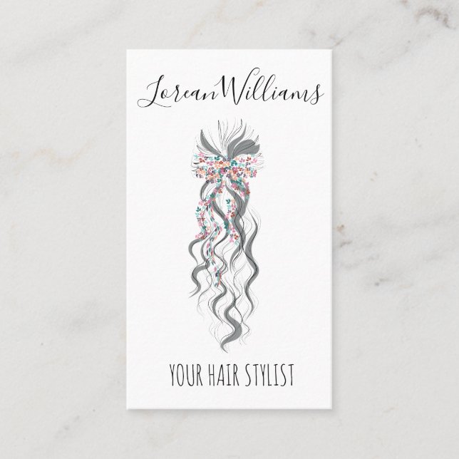 Carte De Visite Cute Pastel Bride Wavy Hairstyle Salon des cheveux (Devant)