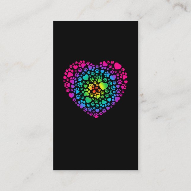 Carte De Visite Cute Paw Heart Love Animaux (Devant)