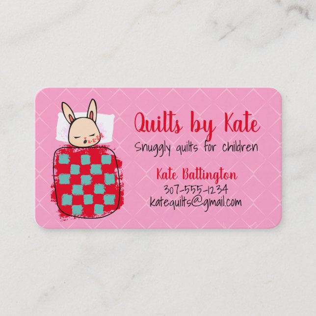 Carte De Visite Cute peluche peluche pour enfants lapin couture (Devant)