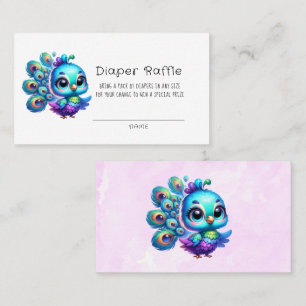 Carte De Visite Cute Petit Baby shower Peacock Déchets Raffle