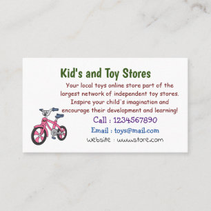 Carte De Visite Cute pink kids bicycle cartoon illustration