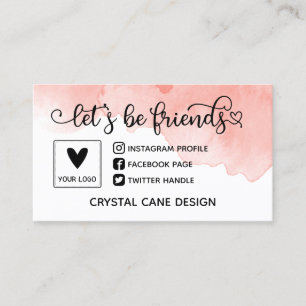 Carte De Visite Cute Pink Soyons amis Logo des médias sociaux